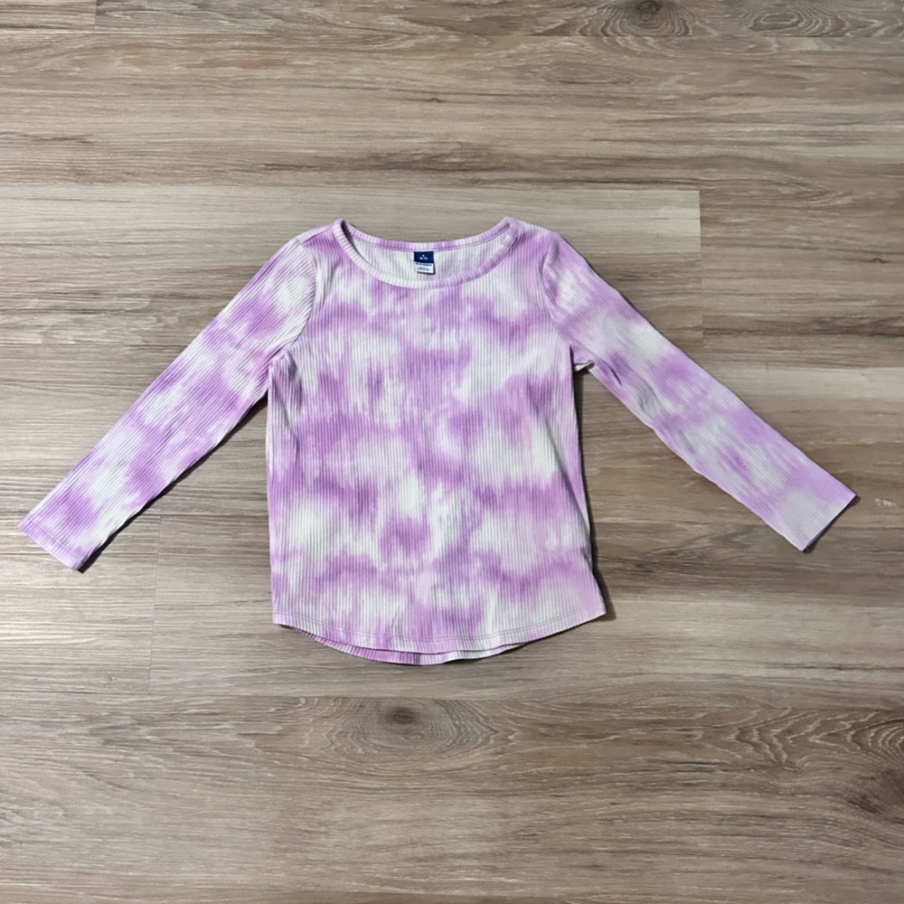 Old Navy | Ribbed Purple & White Tie Dyed Long Sleeve Tunic